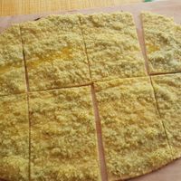 Vegan flammkuchen with cashewcreme, oil, spices, lemon and chives at Cafe Zimmermann in Todtmoos