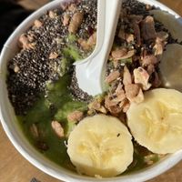 Fishing in the dark bowl with chia and banana  at Asava Juice & Smoothies in Kanab