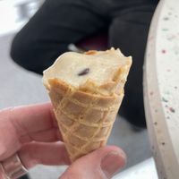 Peanut based peanut butter chocolate chunk in a waffle conee at Like No Udder in Providence