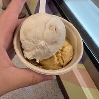 Cookie dough (top) and pumpkin (bottom) ice cream   at Like No Udder in Providence
