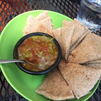 Curry hummus with pita bread at Eden Alley Cafe in Kansas City