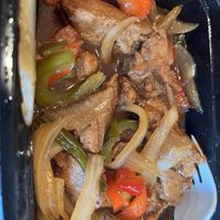 Spicy basil mock chicken   at Galanga in Bay Shore