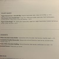 Three items on plant-based menu, 11/5/24  at Earls Kitchen + Bar in Boston