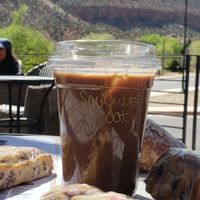 Oat milk Latte with a view at FeelLove Coffee in Springdale