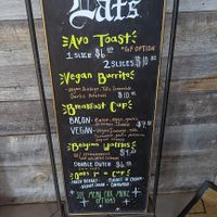 Vegan options on sign board at FeelLove Coffee in Springdale