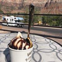 Vegan soft serve!!! And a view to match!  at FeelLove Coffee in Springdale