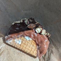taco with dark chocolate and almonds at Rocko's Ice Cream Tacos in Santa Clara