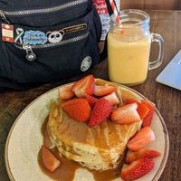 Biscoff and strawberry stack at The Cabin in Sheffield