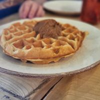 Waffle with biscoff at The Cabin in Sheffield