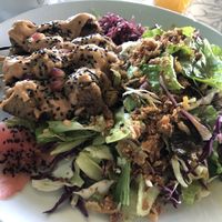 Vegan Thai satay skewers with salad - yum!  at The Forest in Oroklini