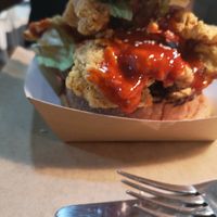 Plant based birdless crunchy chicken katsu burger at The Forest in Oroklini