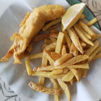 Banana blossom fish and chips at The Forest in Oroklini