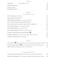 Menu with vegan options at Raaks in Den Burg