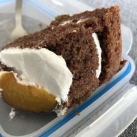 Peach chocolate cake  at Carls Laden in Leipzig