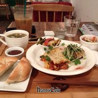 my meal set ¥1100 (includes everything in pic) at Vegan Cafe - Mondano in Hiroshima