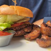 Smash burger at MILA in Vancouver