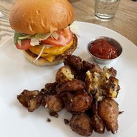 Smash burger  at MILA in Vancouver