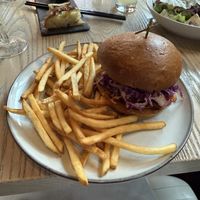 Kimchi burger  at MILA in Vancouver