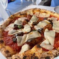 Vegan pizza with aubergine  at Ciro and Sons in Florence