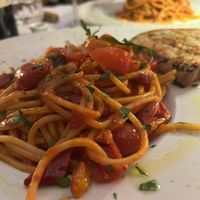Vegan Spaghetti Pomodoro with Calabrian Chili Peppers added  at Ciro and Sons in Florence