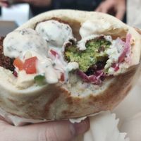 Vegan falafel pitta sandwich at Nimi's in Bogota