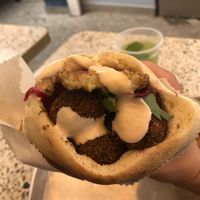 Vegan falafel sandwich.   at Nimi's in Bogota