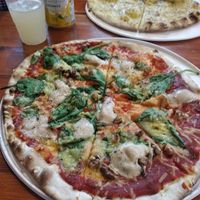 Vegan goats cheese, spinach and walnut pizza at Nether Edge Pizza Company - Abbeydale Rd in Sheffield