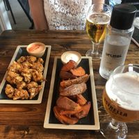 Cauliflower wings - boniato chips  at Vrutal - Poblenou in Barcelona