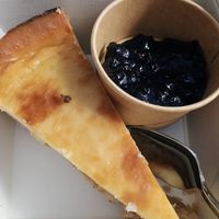 Cheesecake with fruit topping. at Vrutal - Poblenou in Barcelona