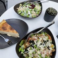 Protein cheese cake, self mixed bowl and Caesar chicken bowl   at Yuícery - Ehrenstraße in Cologne