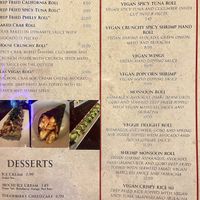 Vegan menu   at Yanagi Sushi in Gilbert