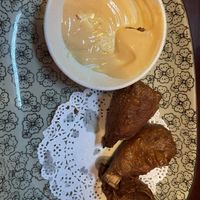 Vegan seitan wings on sugar cane stick with vegan mayo  at Yanagi Sushi in Gilbert