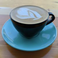 my decaf oatmilk latte at Mudsharks Coffee Bar in Courtenay