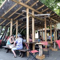 Really cool patio  at Mudsharks Coffee Bar in Courtenay