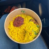 Half full bowl with basically just rice!!!   at Mudsharks Coffee Bar in Courtenay