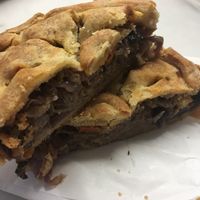 Vegan pie with red cabbage at Filomila in Athens