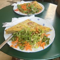 Vegan pie with saladd  at Filomila in Athens