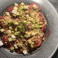 Beetroot tofu ravioli   at Hippocampus in Protaras