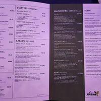 Vegan menu at Hippocampus in Protaras