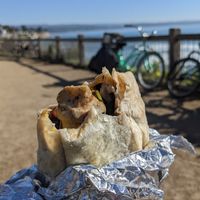 HUGE vegan burrito at The Point Market in Santa Cruz