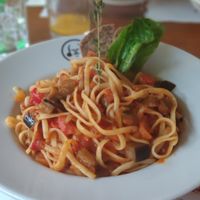 Aubergines-tometo pasta at Shakespeare in Antalya