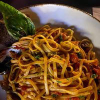 Aubergine linguine (asked for without cheese) at Shakespeare in Antalya