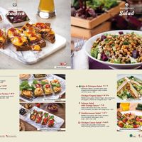 Menu showing vegan kale and chickpea salad  at Shakespeare in Antalya