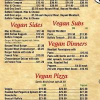 Vegan menu: so many options!  at Pat D's Pizza in Howell