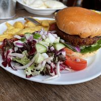 Thai burger )made from red lentils).  at The Misty in Isle Of Skye