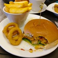 A tasty homemade lentil burger  at The Misty in Isle Of Skye