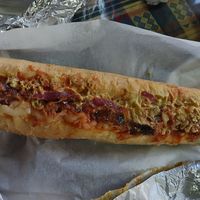 Beyond sausage hotdog at Bites7060 in Larnaca