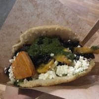 Green Sauce and plantain — not so easy to find  at Ruben's Arepas in Berlin