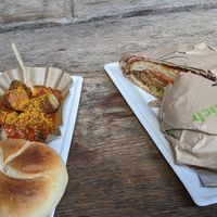 Vegan Currywurst and vegan burger at Bistro Bärenblick in Bad Rippoldsau Schapbach