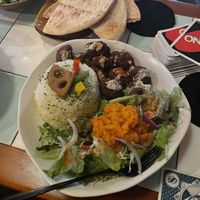 Falafel plate with “extra salad” and extra one pita per person  at Tee's - Maybe closed in Naoshima